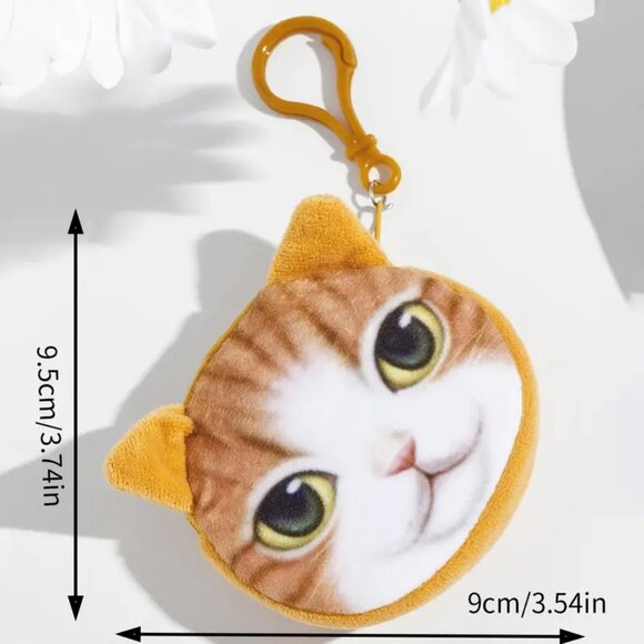 1pc Adorable Mini Cat Zipper Hand Coin Bag Keychain - Picture 2 of 3